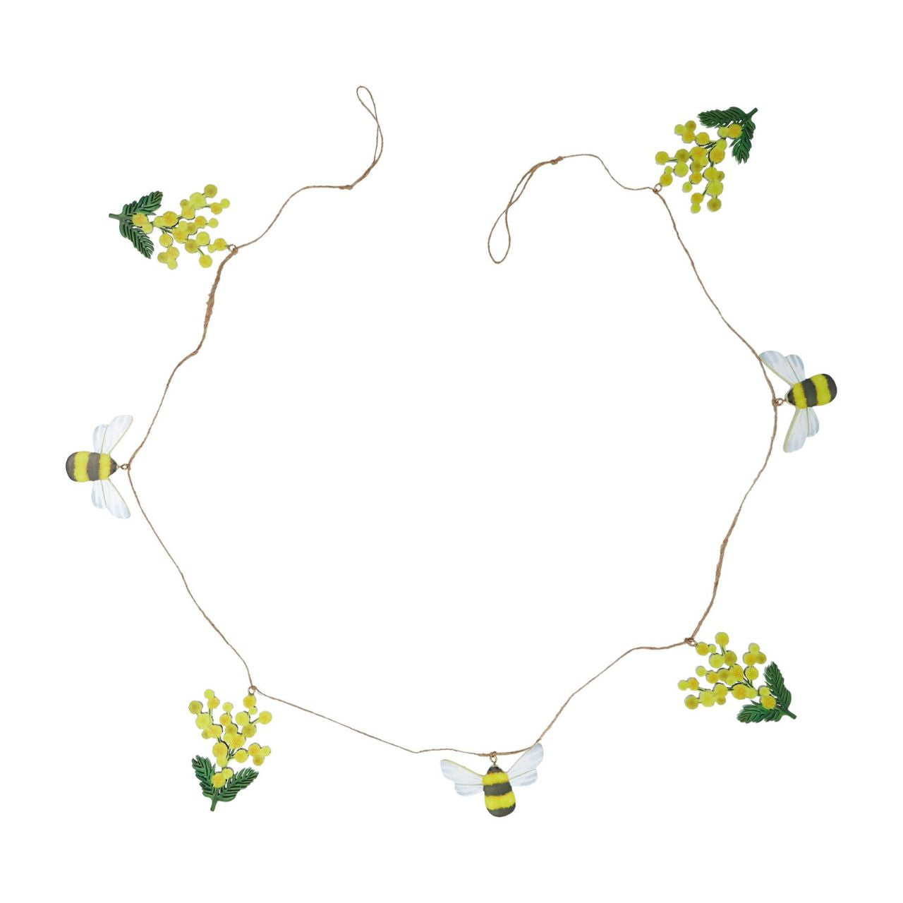 Bring spring charm to your home with this delightful Mimosa & Bees Wood Garland from Gisela Graham. Stretching an impressive 120cm, this decorative piece features beautifully crafted wooden mimosa flowers and bee details that celebrate the season's natural beauty.