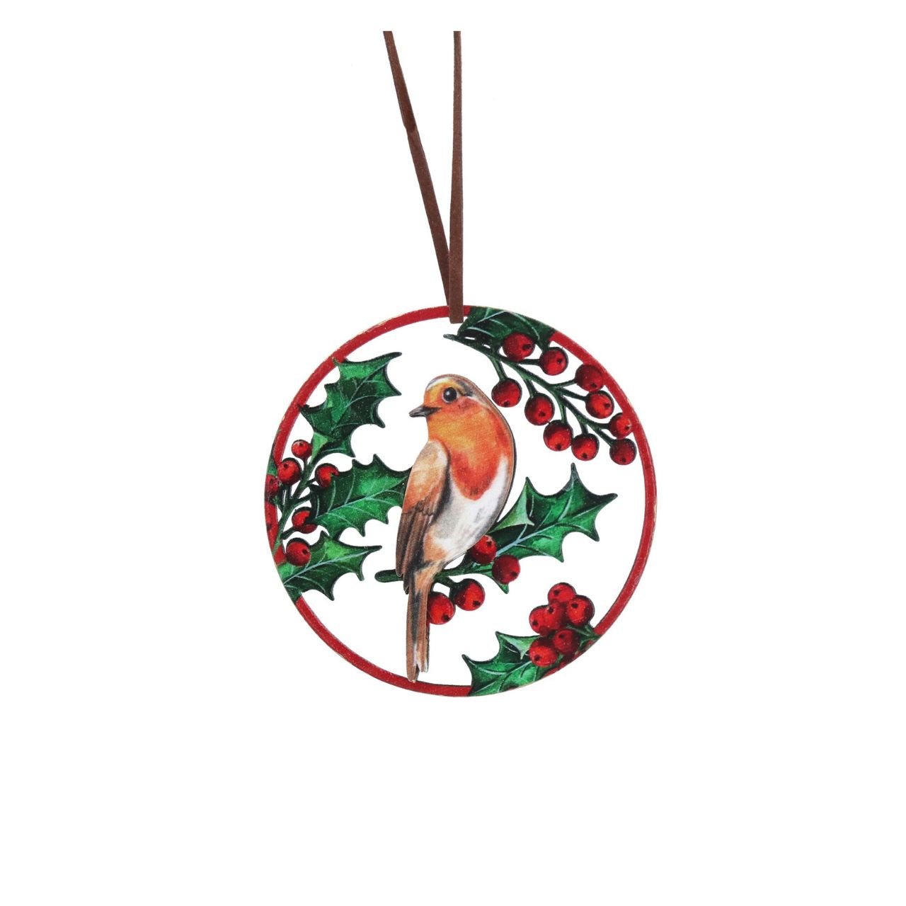 Add a touch of refined festive charm with the Gisela Graham Robin on Holly Disc Christmas Hanging Decoration. Crafted with delicate detail, this elegant ornament features a beautifully perched robin against a classic holly backdrop, perfect for enhancing your holiday décor with subtle sophistication.