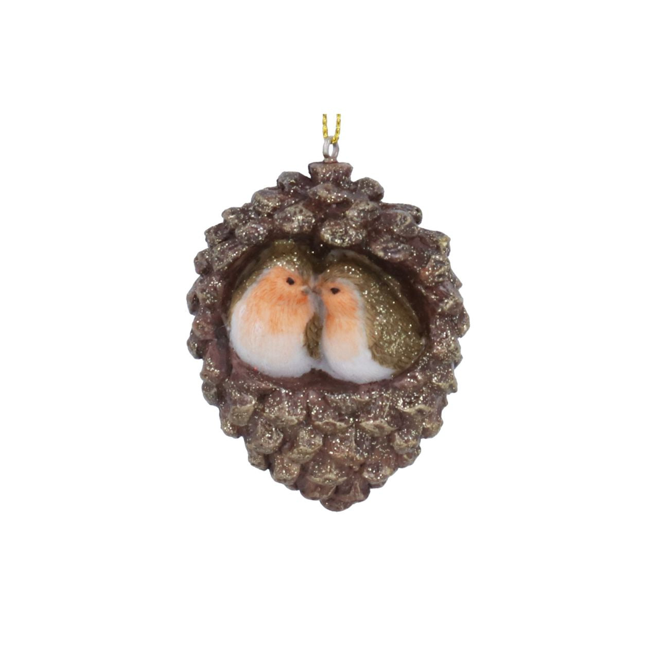 Elevate your holiday décor with the Gisela Graham Robins in Pinecone Christmas Hanging Ornament. This elegant piece beautifully combines festive charm with natural elements, featuring detailed robins perched on textured pinecones.