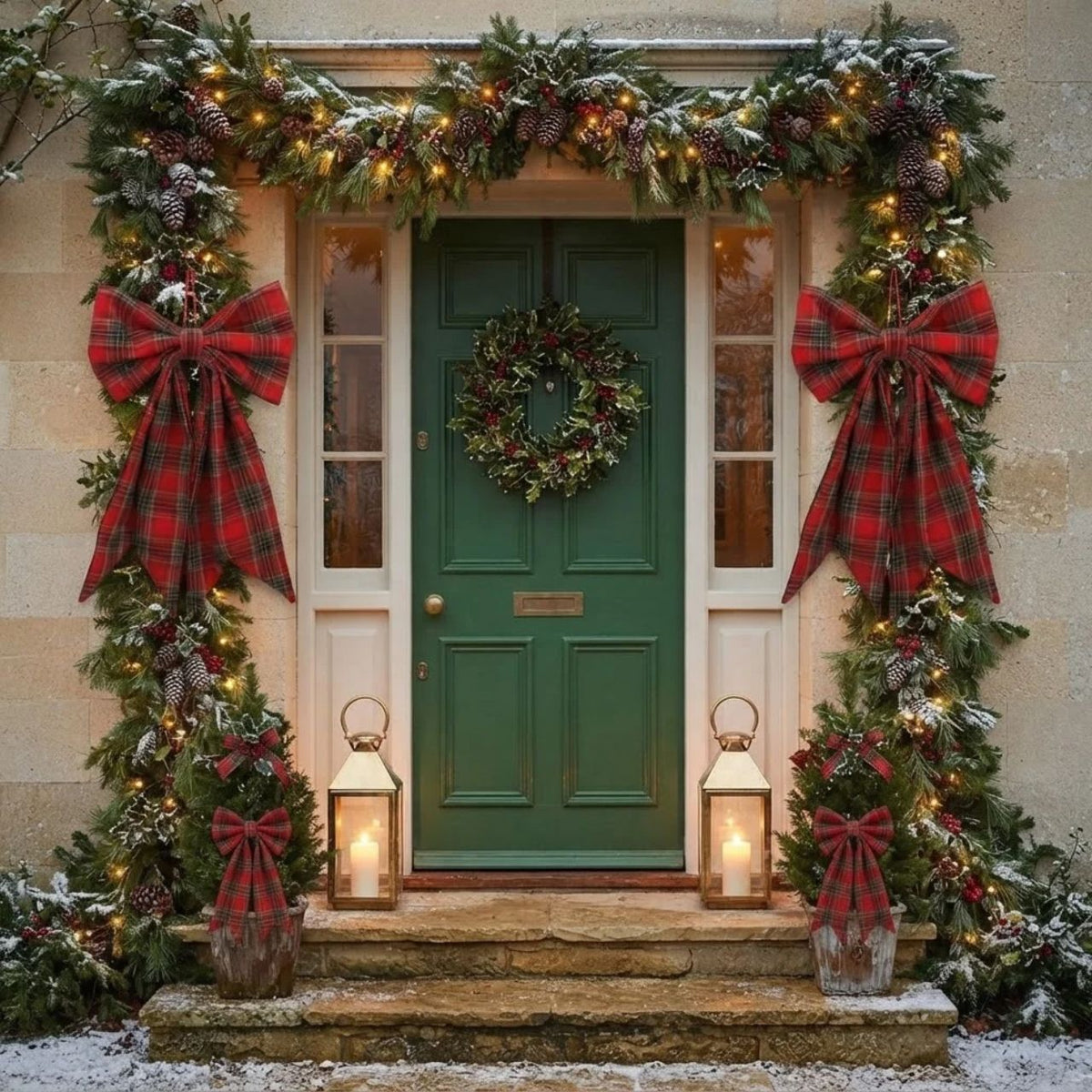 Elegant Tartan bow from Gisela Graham, perfect for adding festive charm to your Christmas décor. This luxurious seasonal decoration features rich Tartan fabric that complements any holiday colour scheme.