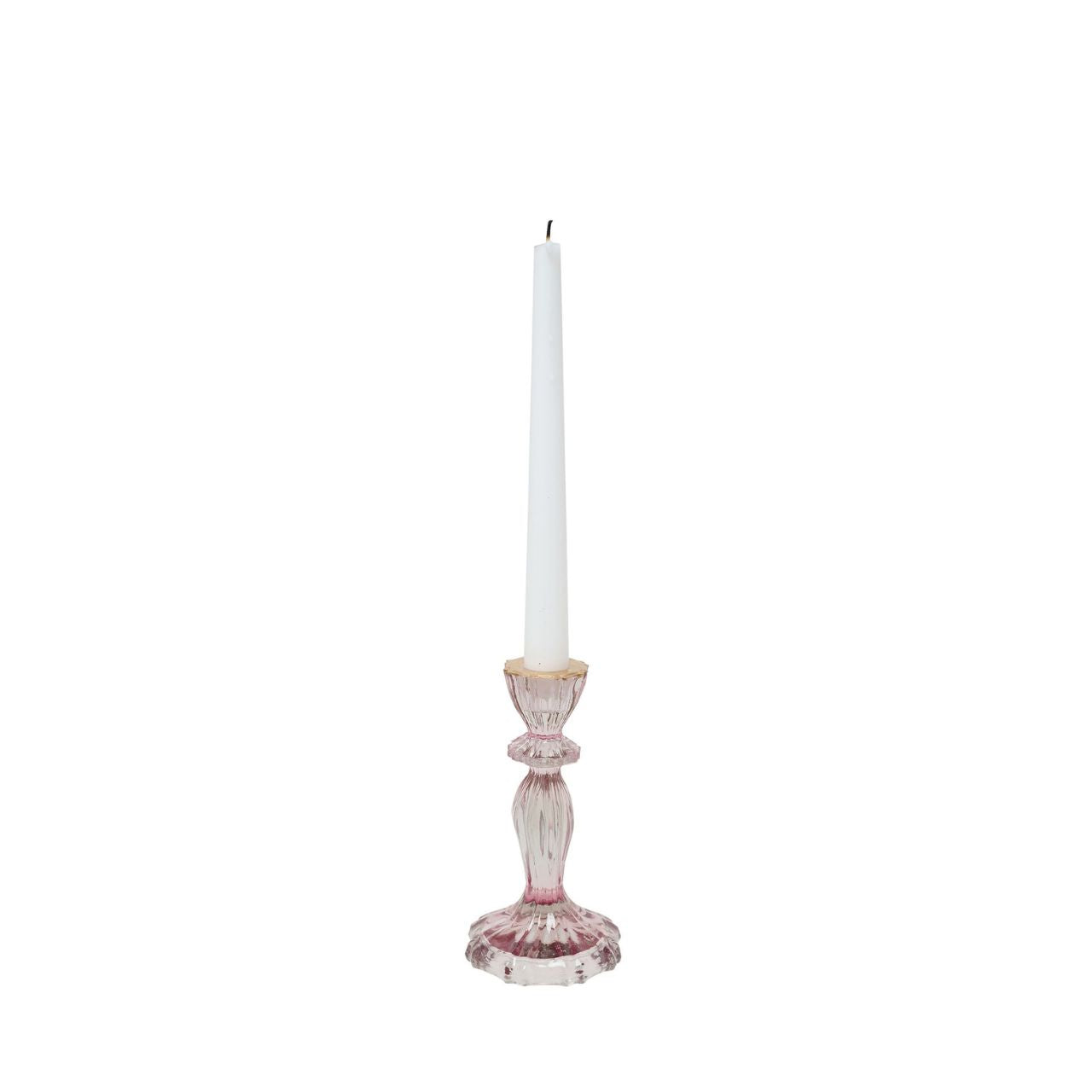 Light up your home with elegance with the Pink Candle Holder. This stunning glass candle holder features a graceful pink hue reminiscent of blooming peonies, evoking a sense of romance and sophisticated style.