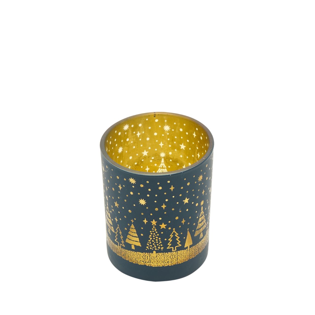 Green Glass Christmas Tealight Holder Small
