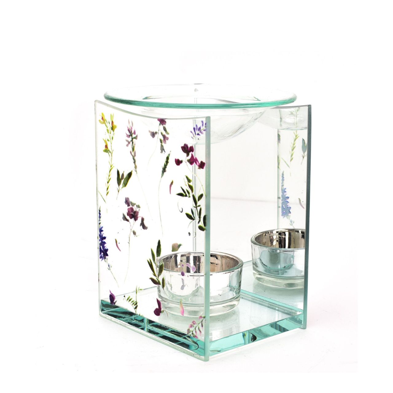 Bring some sweet harmonious sentiment to the home with this wildflower print glass oil burner.