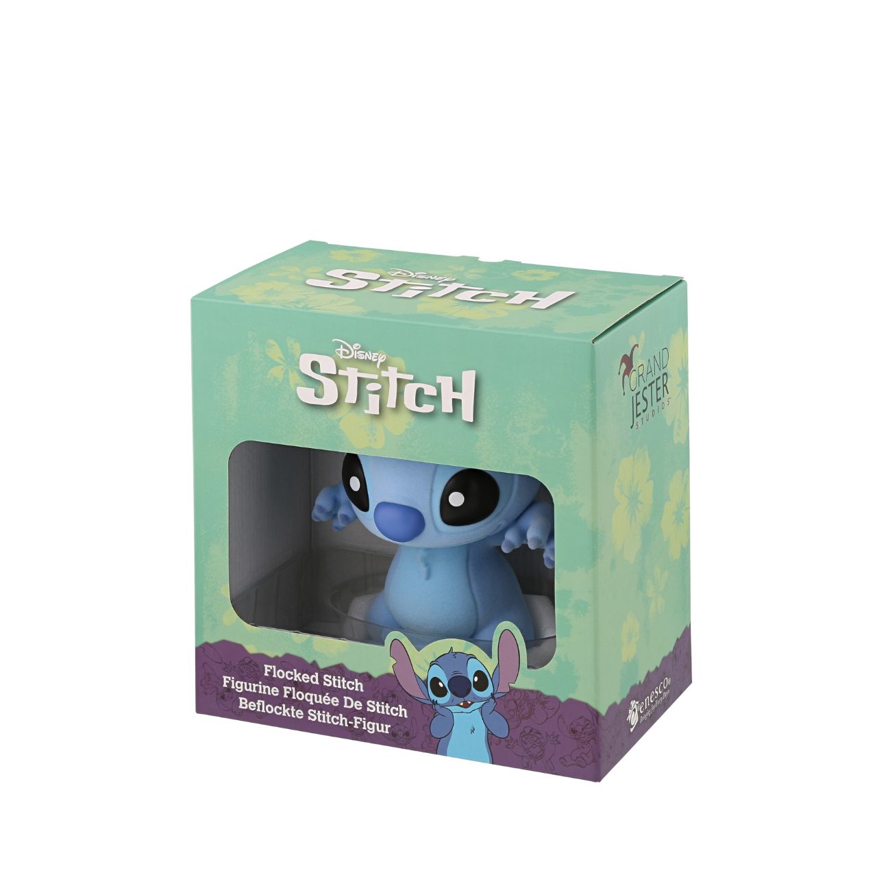 With his trademark blue fur and mischievous twinkle in his eye, this large flocked Stitch figurine is the perfect gift for any Disney fan.