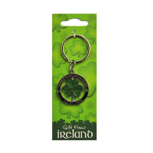 Green Shamrock Spinner Keyring