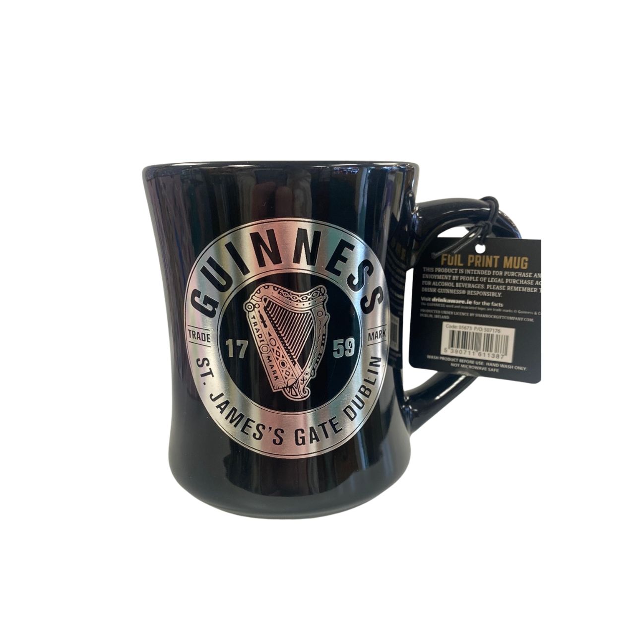 Elevate your morning ritual with this Guinness Bottletop Foil Print Mug, a sophisticated tribute to Ireland's most iconic stout. Featuring an authentic foil print design showcasing the distinctive bottletop emblem, this premium mug combines heritage with contemporary style.
