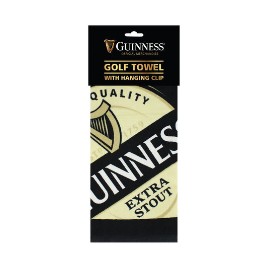 This Golf Towel belongs to the Guinness Official Merchandise Collection and features the iconic Extra Stout label found on classic Guinness bottles. It adds a distinctive Guinness flair to your golf bag.