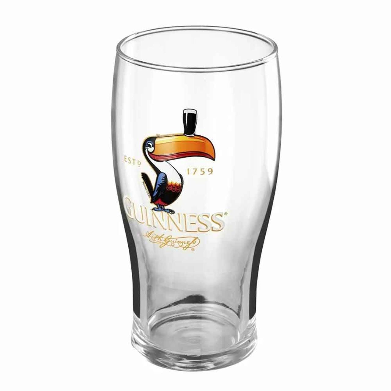 Nostalgic, unique and eye catching, the retro Guinness toucan pint glass is the perfect addition to your pint glass collection. It's also a great gift for fans of the iconic Gilroy illustrations and the smooth, velvety taste of Guinness.