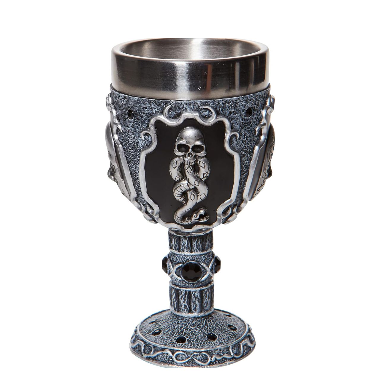 Wizarding World Harry Potter Dark Arts Decorative Goblet  This decorative goblet is adorned with the masks of those who practice the Dark Arts. Those that follow Lord Voldemort and create fear wherever they go.