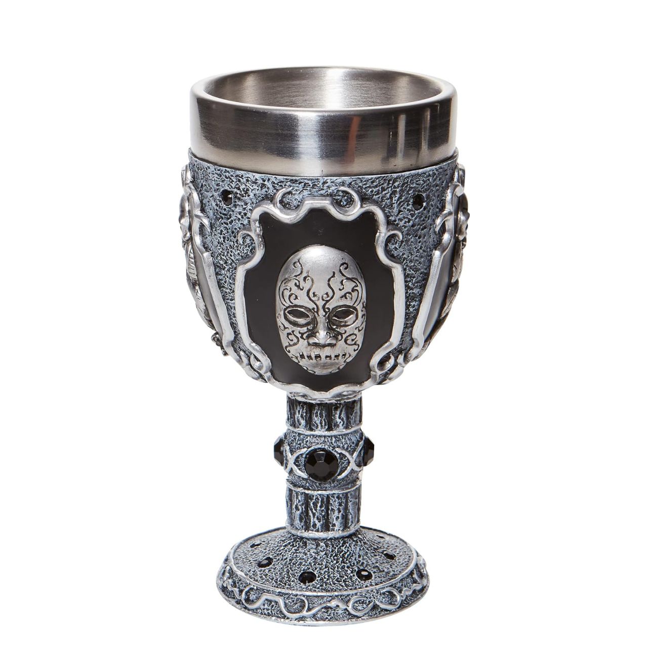 Wizarding World Harry Potter Dark Arts Decorative Goblet  This decorative goblet is adorned with the masks of those who practice the Dark Arts. Those that follow Lord Voldemort and create fear wherever they go.