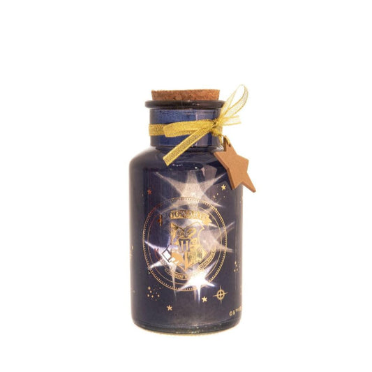 Lumos maxima! Light up your home this Christmas with this Hogwarts LED glass jar light. With a stunning blue and gold design, this fun accessory is sure to add a touch of magic to your home this Christmas.