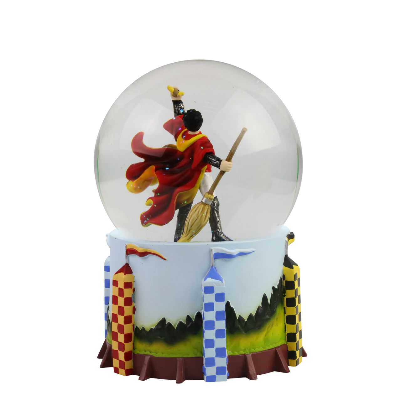 Harry Potter Quidditch Waterball Celebrate Gryffindor's triumphant win with this Harry Potter Waterball. This is taken from the iconic scene where Harry Potter wins the Quidditch game in Harry Potter and the Philosopher's stone, by nearly swallowing the Golden Snitch and then holding it joyfully above his head.