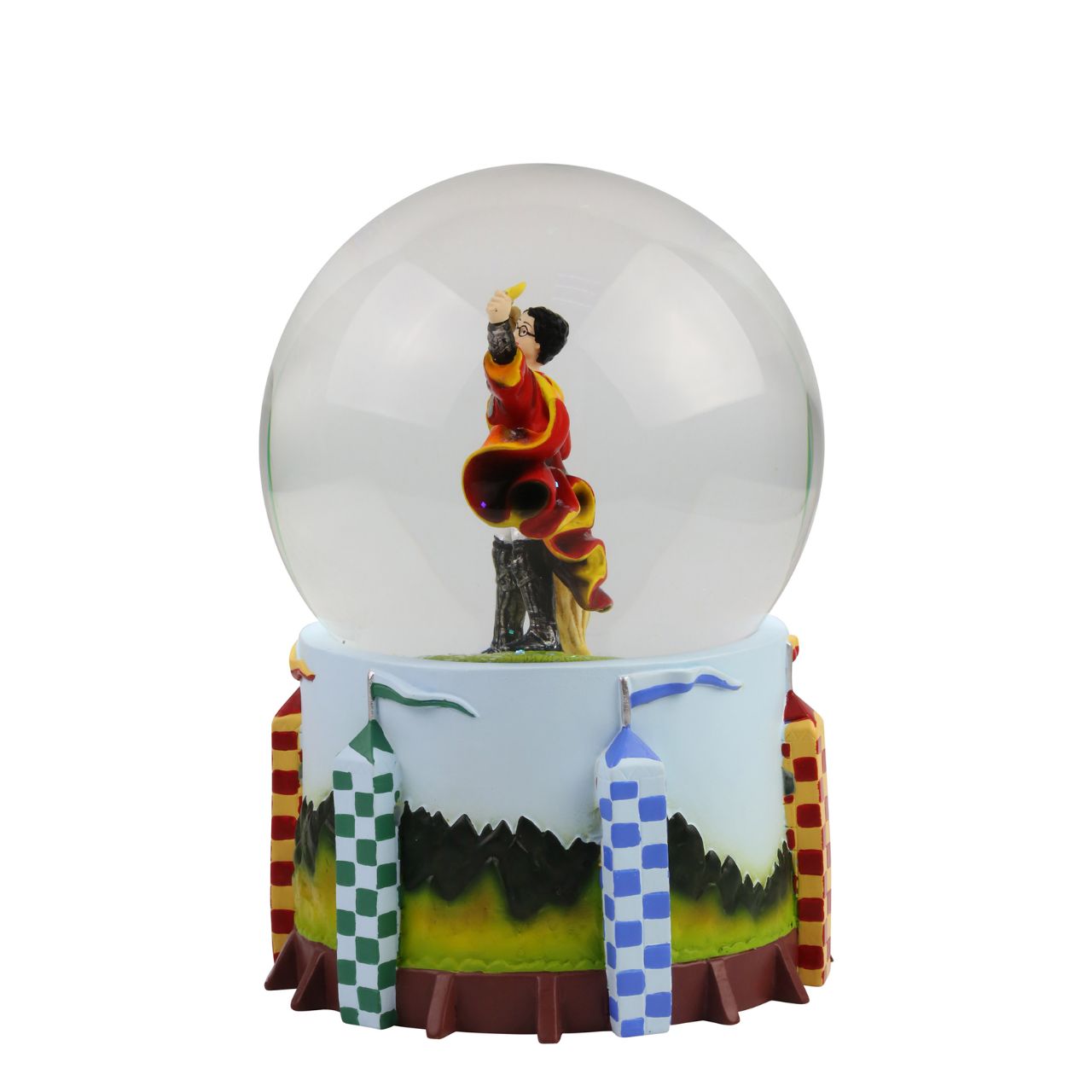 Harry Potter Quidditch Waterball Celebrate Gryffindor's triumphant win with this Harry Potter Waterball. This is taken from the iconic scene where Harry Potter wins the Quidditch game in Harry Potter and the Philosopher's stone, by nearly swallowing the Golden Snitch and then holding it joyfully above his head.