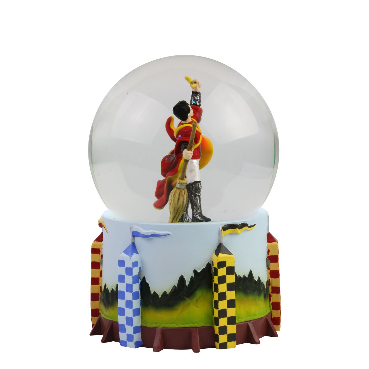 Harry Potter Quidditch Waterball Celebrate Gryffindor's triumphant win with this Harry Potter Waterball. This is taken from the iconic scene where Harry Potter wins the Quidditch game in Harry Potter and the Philosopher's stone, by nearly swallowing the Golden Snitch and then holding it joyfully above his head.