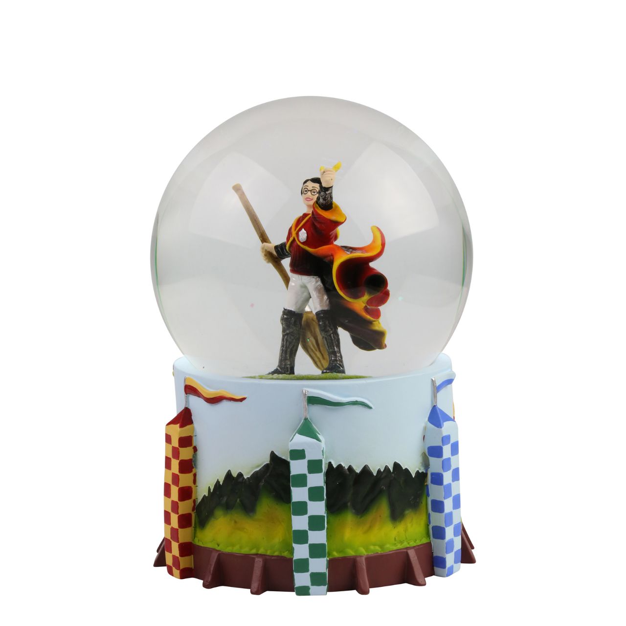 Harry Potter Quidditch Waterball Celebrate Gryffindor's triumphant win with this Harry Potter Waterball. This is taken from the iconic scene where Harry Potter wins the Quidditch game in Harry Potter and the Philosopher's stone, by nearly swallowing the Golden Snitch and then holding it joyfully above his head.
