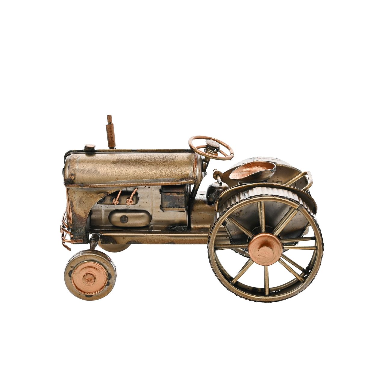 Introducing the Harvey Makin Ornament - Tractor, an embodiment of vintage charm with its intricate details and prominent engine. This model, with its large wheels, is a nostalgic nod to the heart of rural life, making it a perfect gift for those who appreciate classic machinery.