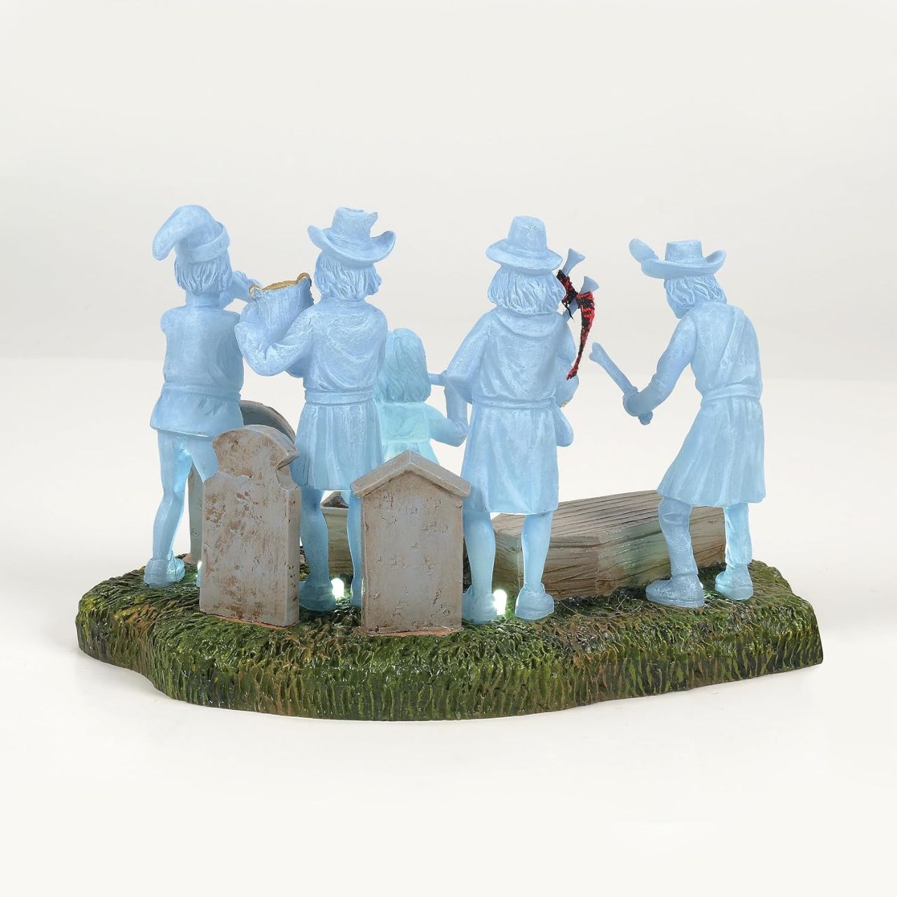 The Phantom Five belong to the enduring legend of the Haunted Mansion and its spectral residents. These spirits, while playful and mischievous, maintain a charming and convivial ambiance. This figurine serves as an ideal complement to any of our Haunted Mansion collections.