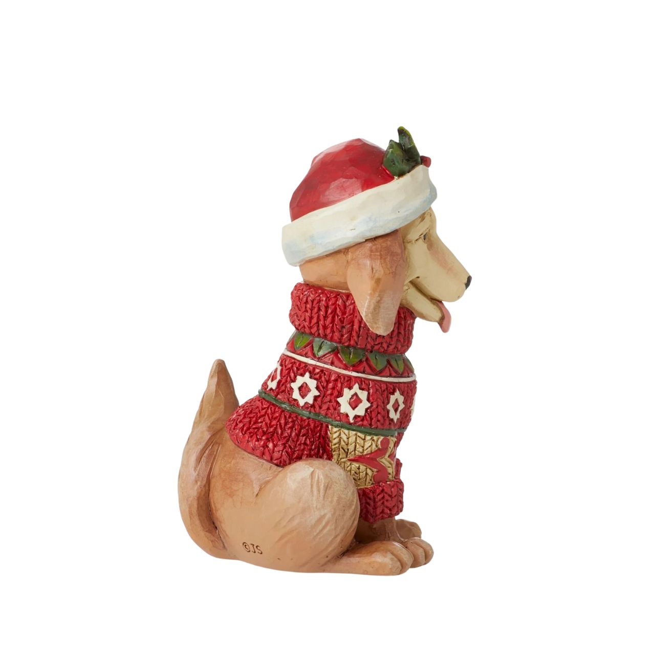 Heartwood Creek Festive Dog Mini Figurine Designed by award winning artist Jim Shore as part of the Heartwood Creek Mini Figurine Collection, hand crafted using high quality cast stone and hand painted, this festive Dog is perfect for the Christmas season.