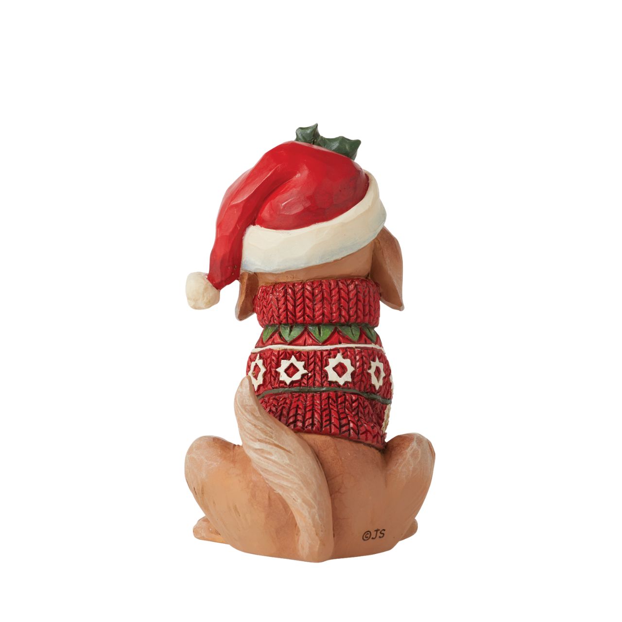 Heartwood Creek Festive Dog Mini Figurine Designed by award winning artist Jim Shore as part of the Heartwood Creek Mini Figurine Collection, hand crafted using high quality cast stone and hand painted, this festive Dog is perfect for the Christmas season.