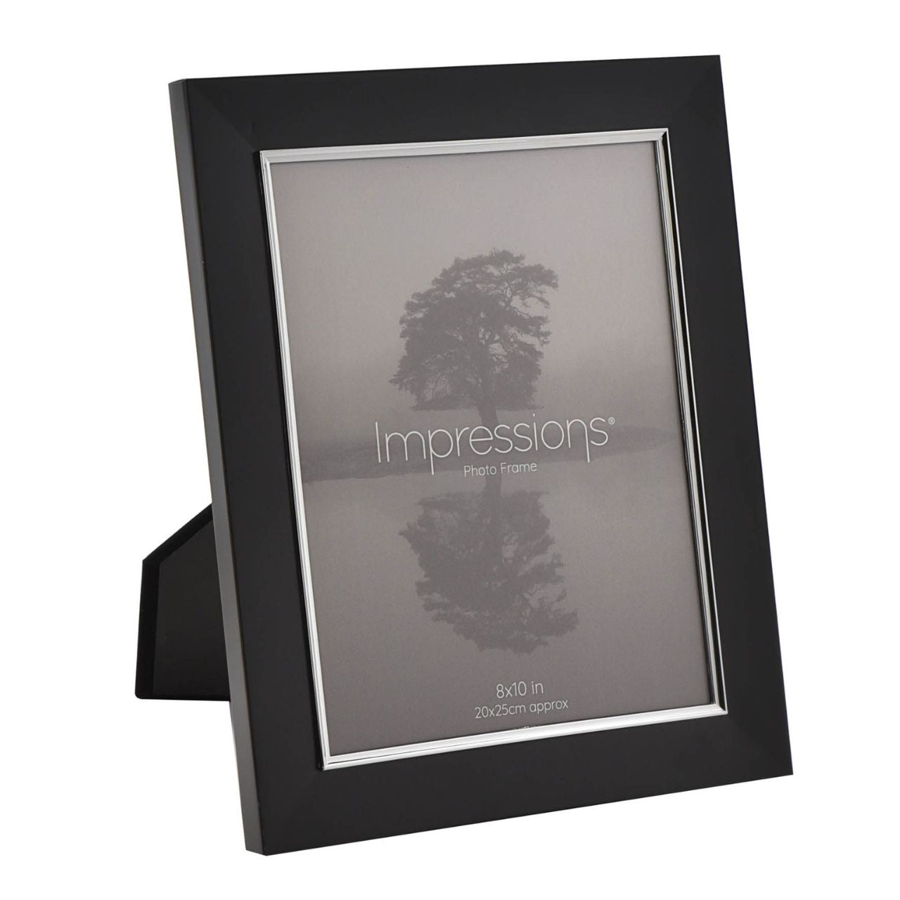 Black & Silver Aluminium Frame 8" x 10" A black and silver aluminium frame. This bold frame is a true statement piece in which to present treasured photographs at home.