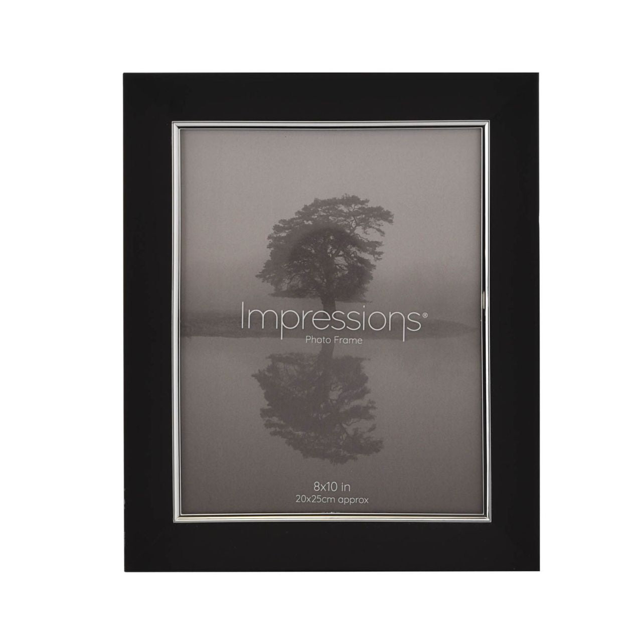 Black & Silver Aluminium Frame 8" x 10" A black and silver aluminium frame. This bold frame is a true statement piece in which to present treasured photographs at home.