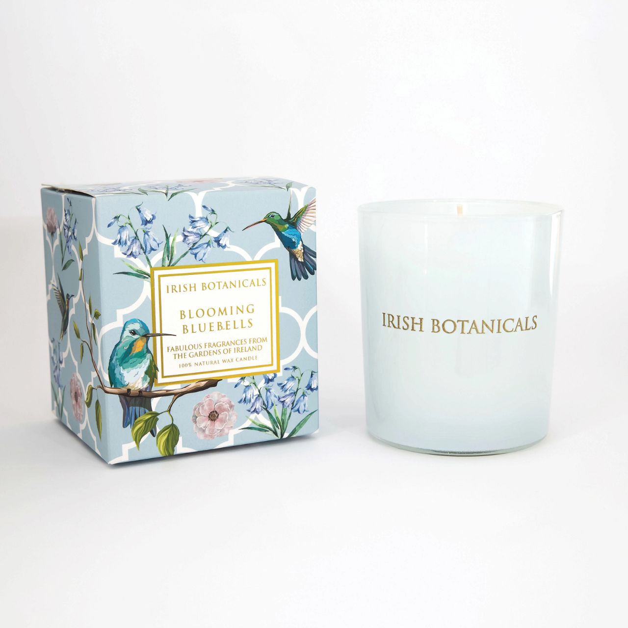 This gorgeous and refreshing scent is such a great summer scent. A stunning mix of fresh bluebells with notes of lemon and Freesia make this so refreshing, light and simple. Packaged beautifully in our Irish Botanicals signature box. Burn time 40 hours 100% natural wax. Cotton Wick