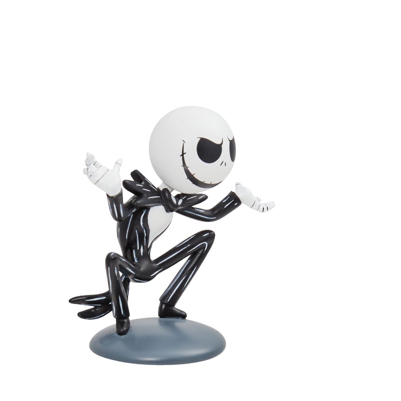 This mini Jack Skellington is the perfect gift for any Nightmare Before Christmas fans. Dressed in his iconic black and white suit, the Pumpkin King will sit happily in any collection. Ideal for Halloween, birthdays or as just a little treat. Made from high quality vinyl. Comes in a fully branded window box.