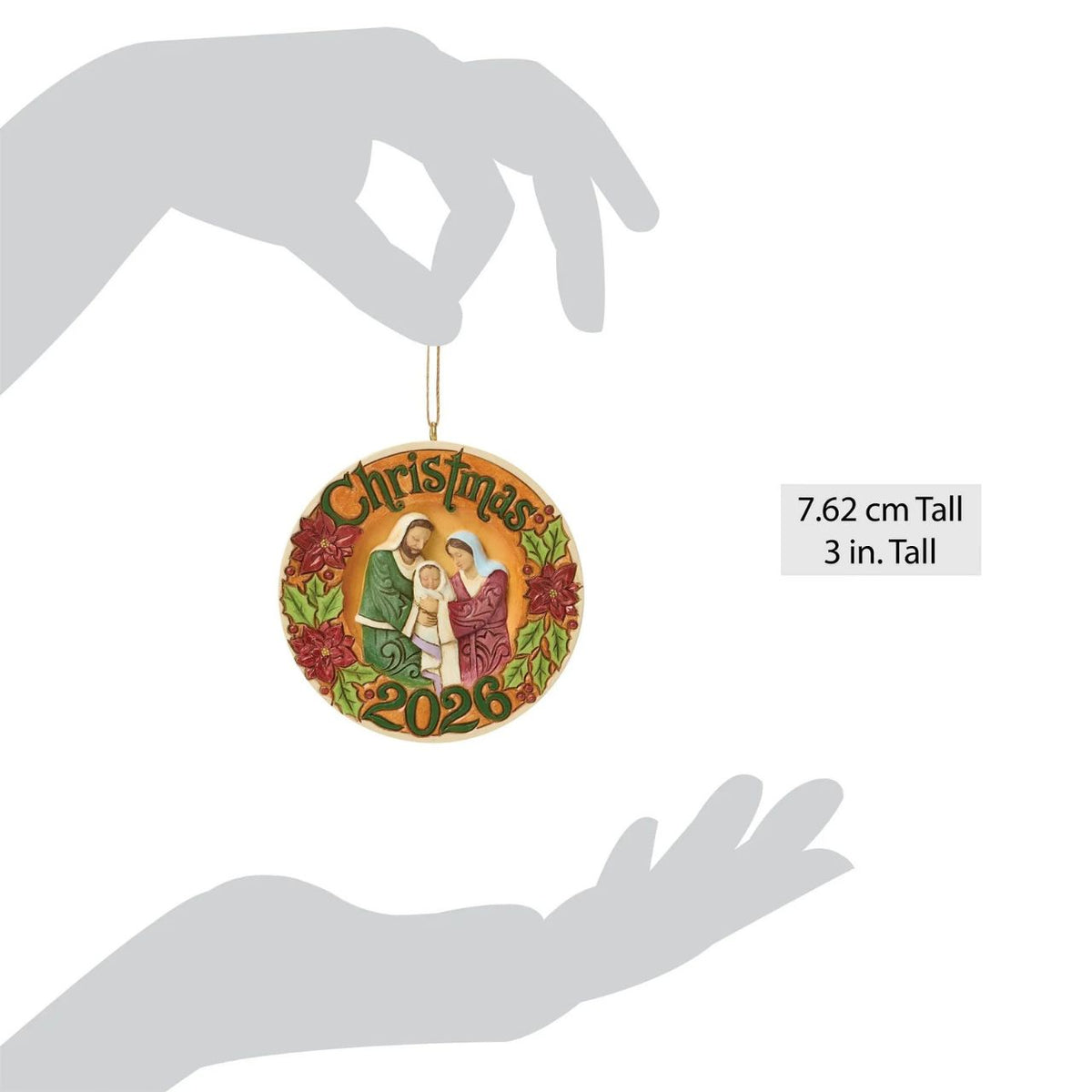 Bring the spirit of Christmas into your home with the 2026 Dated Holy Family with Winged Angel Hanging Ornament from Heartwood Creek by Jim Shore. This beautifully crafted piece depicts the Holy Family under the protective wings of an angel, symbolising hope and divine love.