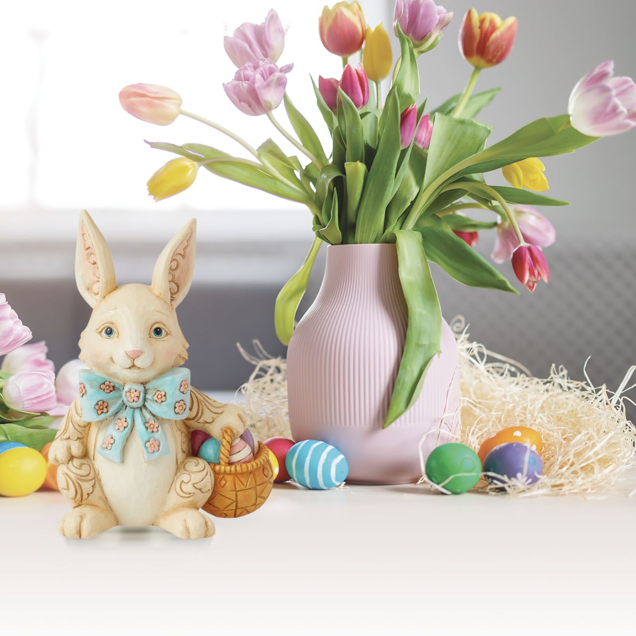 The Easter Bunny is here with this cute pint-sized figurine. Perfect for Easter and to add some colour to any collection. Hand carved and hand painted, this piece comes packaged in a fully branded gift box.