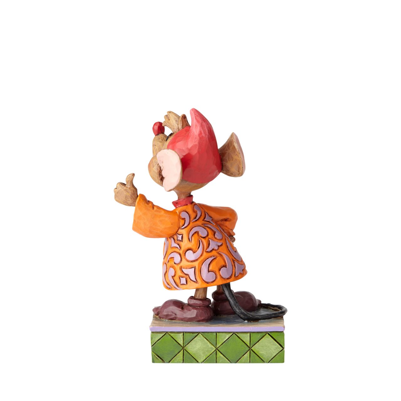 Cinderella's number one sidekick is kind, brave and fiercely loyal. This handcrafted design showcases Jaq's optimistic spirit, as the grinning mouse extends an eager thumbs-up. His trademark orange jacket has been reimagined with lavender flowers.