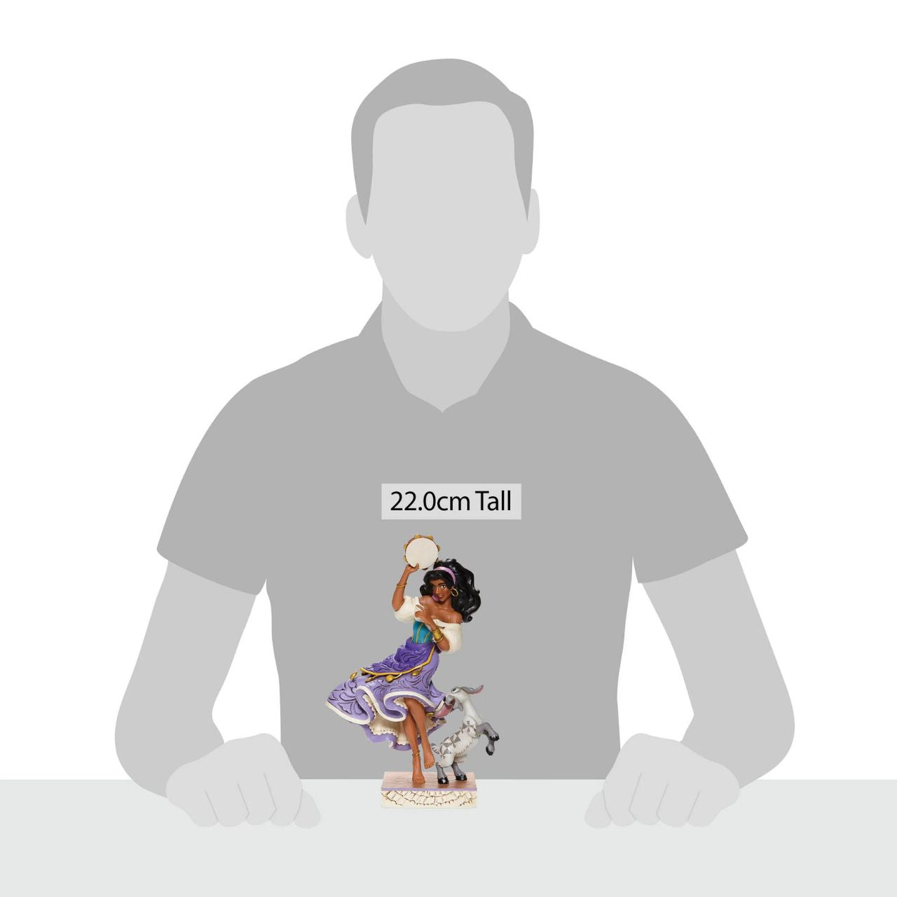 Disney Traditions Esmeralda & Djali from The Hunchback of Notre Dame Loyal goat Djali assists his kind-hearted gypsy owner, Esmeralda, as she performs in Disney's classic, Hunch Back of Notre Dame, in this designed by Jim Shore sculpt.