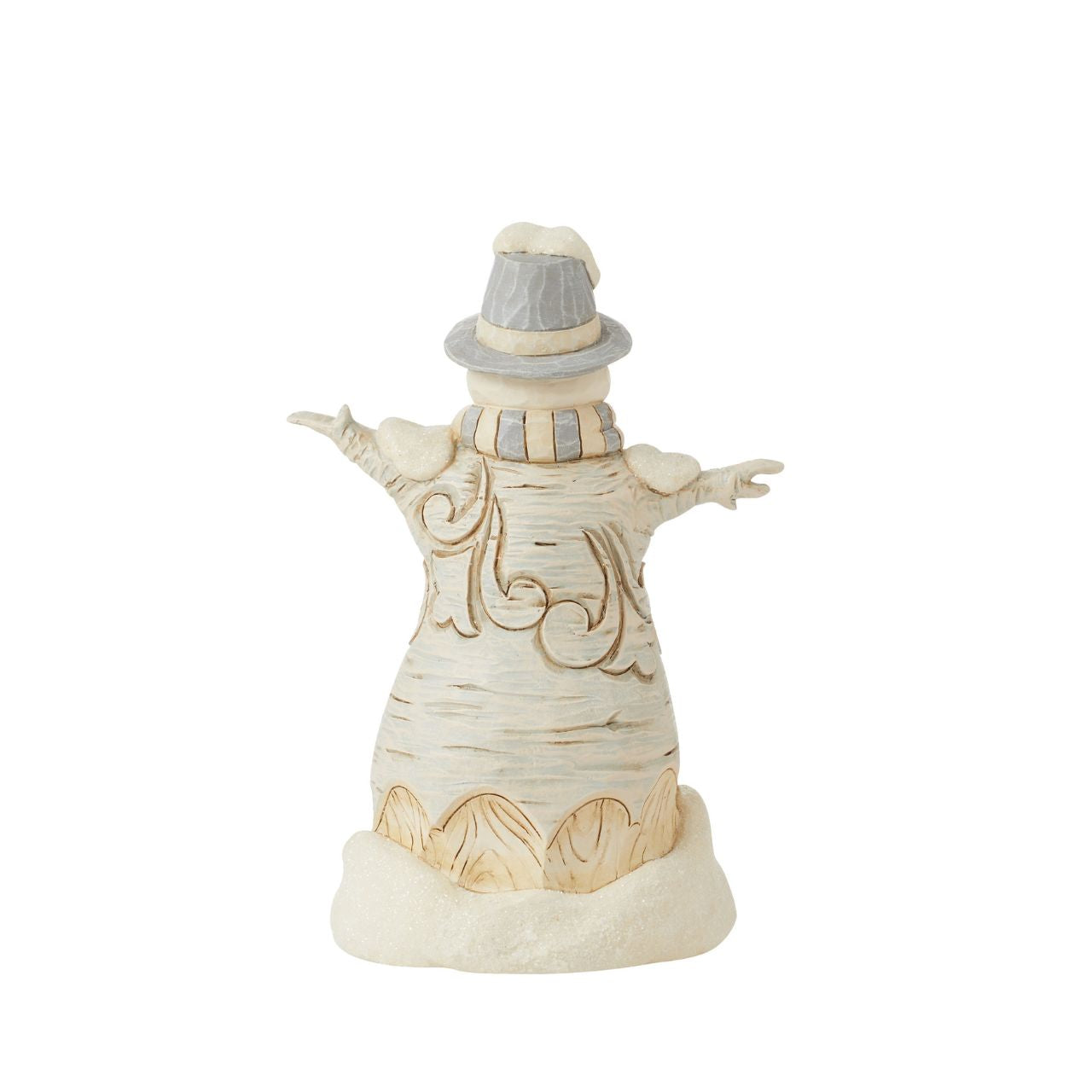 From the White Woodland collection as part of Heartwood Creek by Jim Shore, Snowman looks like he has been carved from a silver birch tree to give him a whole new look and feel. Comes in fully branded packaging.