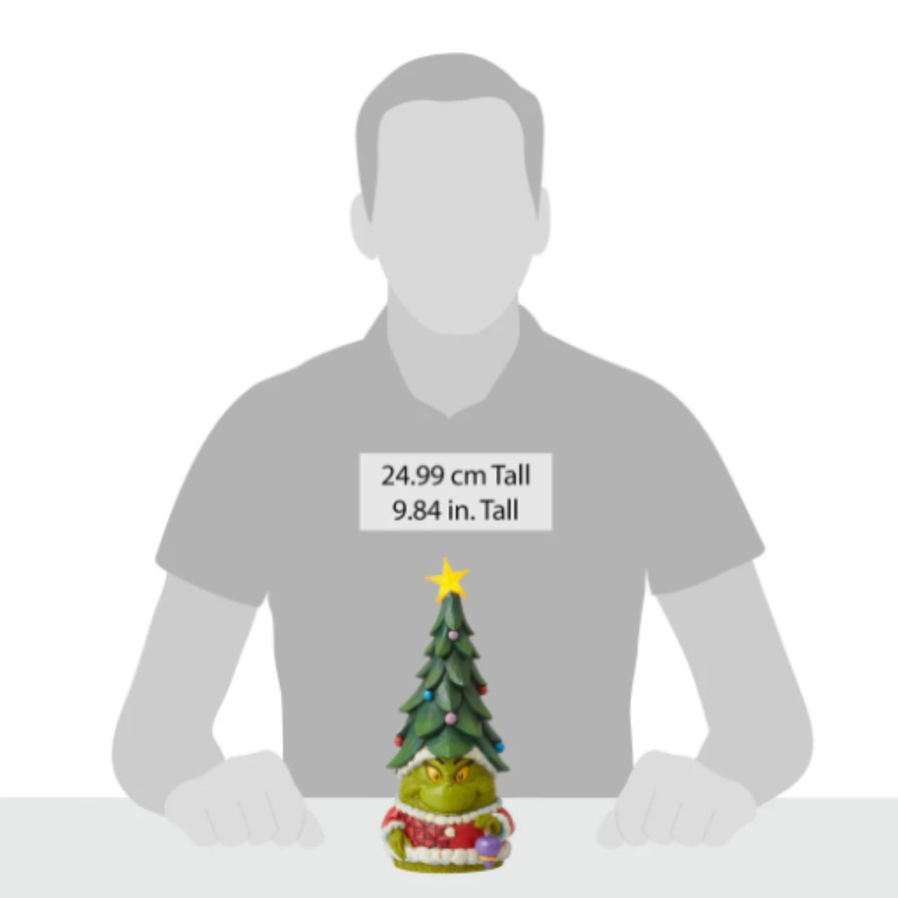 Known for his gnomes, Jim Shore presents his newest garden fairy crafted with Dr. Seuss flair. With a Christmas tree for a hat and a lit star, this grinning green Santa imposter delights with yellow eyes. Bring The Grinch home this holiday.