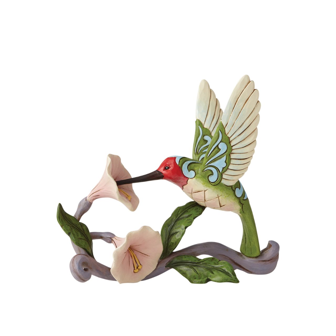 A colourful accent to brighten your day, Jim Shore's richly detailed Hummingbird design features a combination of subtle quilt patterning and beautifully hand-crafted rosemaling motifs. Each Heartwood Creek piece is hand painted.
