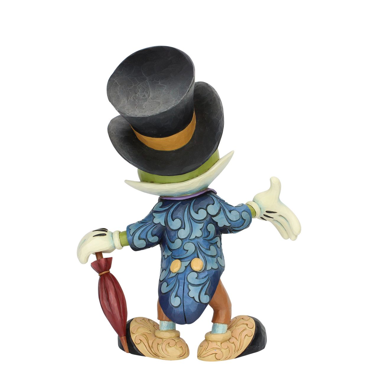 Jim Shore Cricket's the Name. Jiminy Cricket Statement Figurine Jiminy Cricket, Pinocchio's conscience, smiles brightly in this Jim Shore figurine. Dressed in his classic suit, ascot, and top hat, Disney's unofficial mascot holds his umbrella ready to issue advice to anyone in moral dilemma.