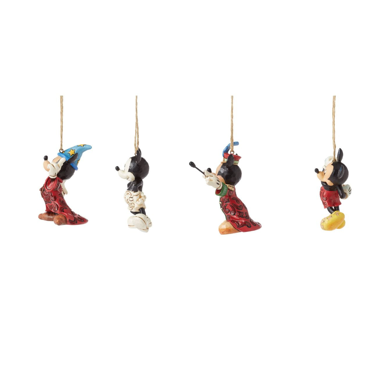 This set of four hanging ornaments feature the iconic Mickey mouse through the ages in some of his most recognisable roles.