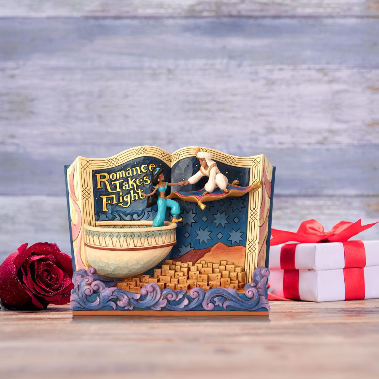 Disney Traditions Romance Takes Flight Storybook Aladdin Figurine