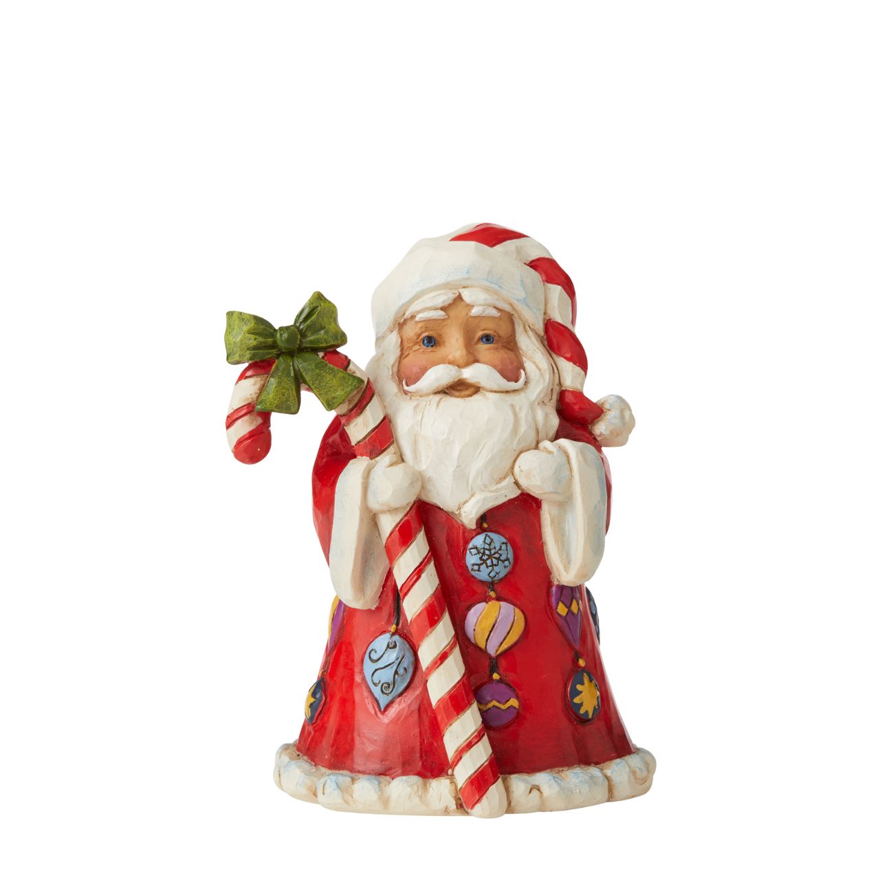 Heartwood Creek Santa with Big Candy Cane Mini Figurine Designed by award-winning artist and sculptor Jim Shore for Heartwood Creek. Item is supplied in branded gift packaging. Unique variations should be expected as product is hand painted.