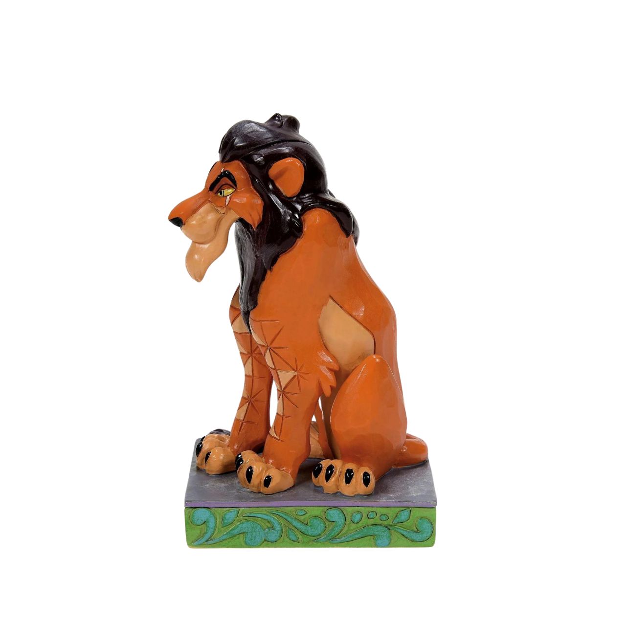 The Lion King Scar Personality Pose In celebration of The Lion King's 30th anniversary, beloved artist, Jim Shore, presents an inspired sculpt of everyone's favourite villainous uncle, Scar. With patchwork patterning and his classic sneer, this creation captures the beast.