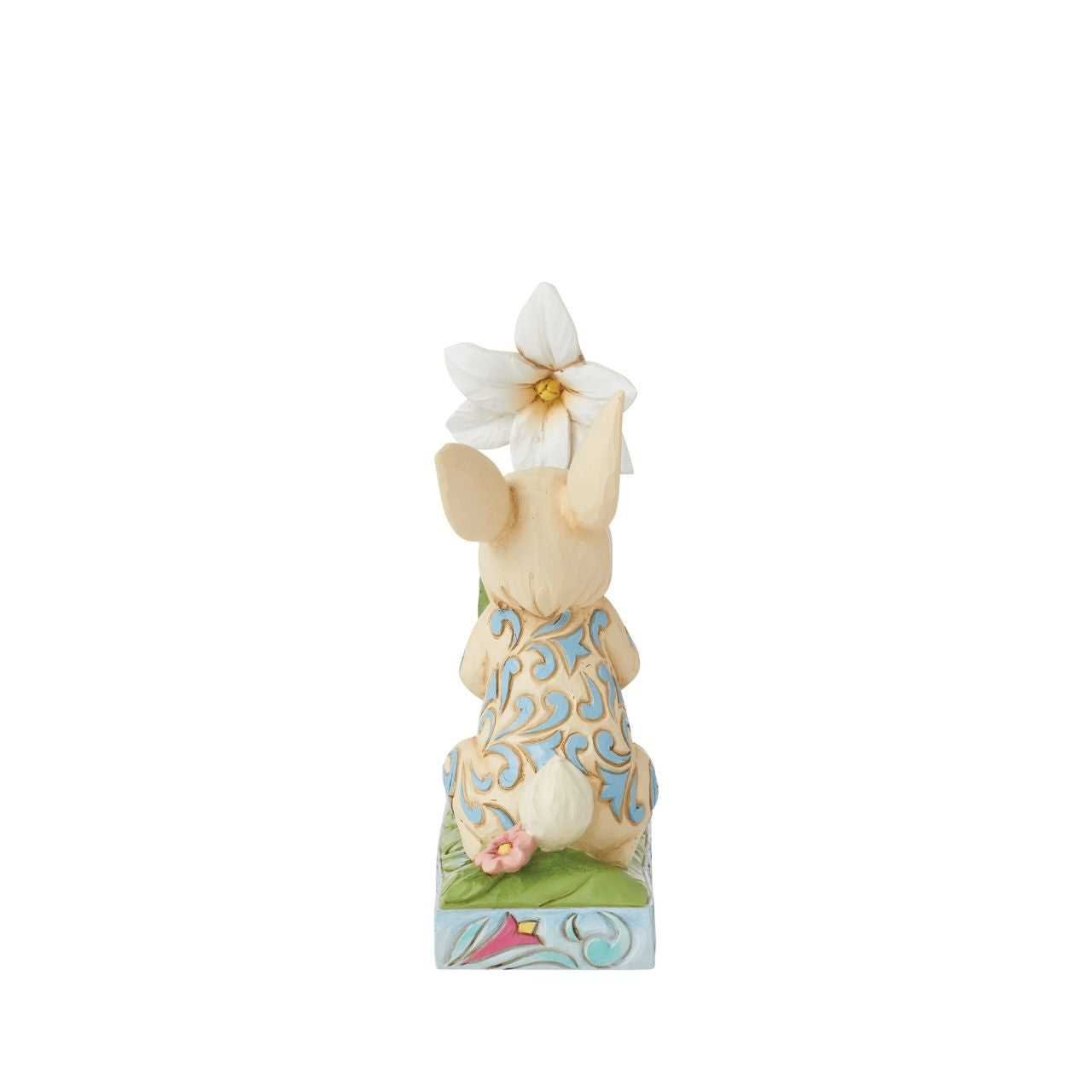 Celebrate Spring breaking through and the joy of Easter with this sweet figurine of a bunny sniffing the first Lilly of the season. Hand carved and painted. Comes in fully branded packaging.