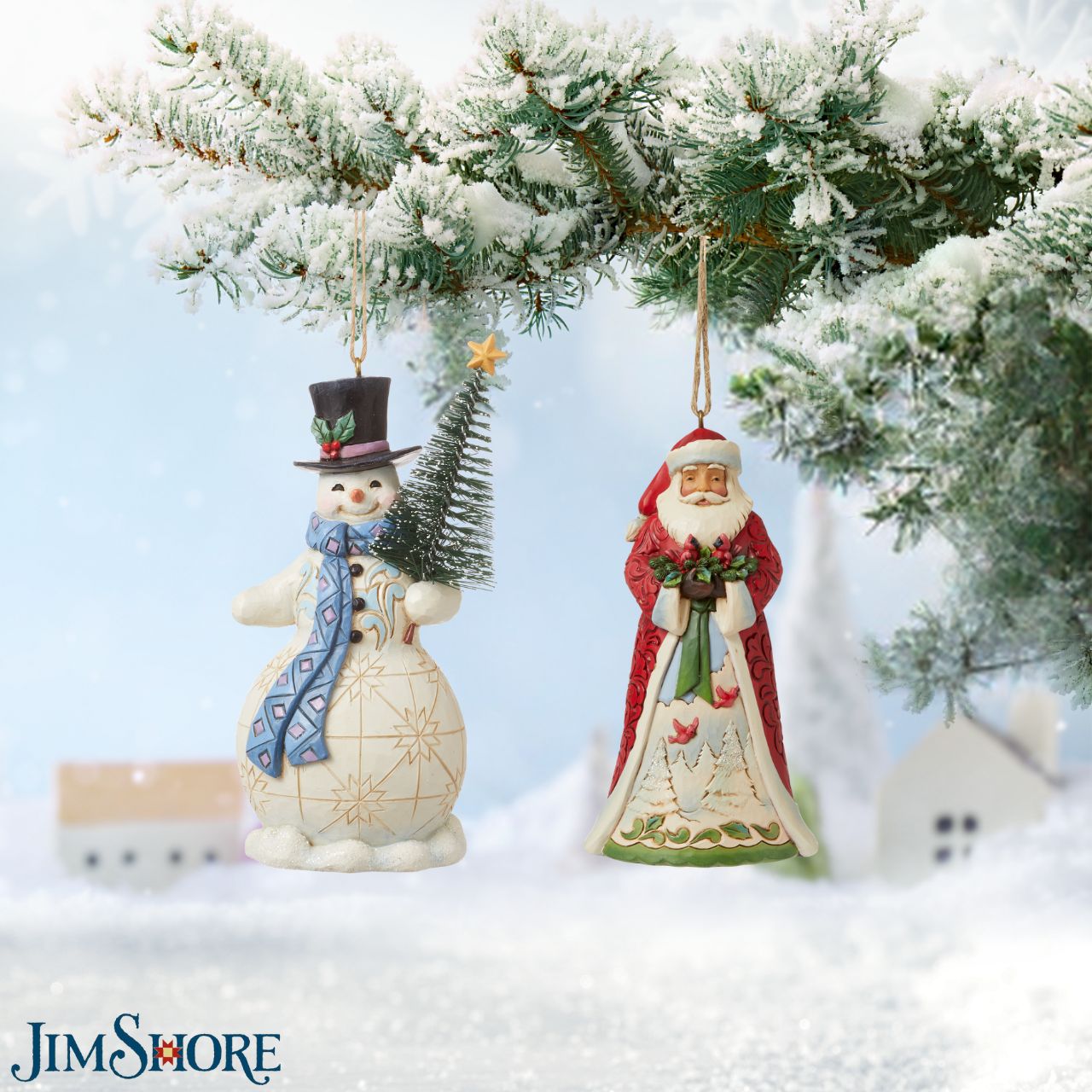 Snowman with Tree Christmas Hanging Ornament  Celebrate Christmas with this beautiful hand crafted and hand painted Snowman with Tree Hanging Ornament. Decorate your Christmas Tree with this intricate hanging ornament.