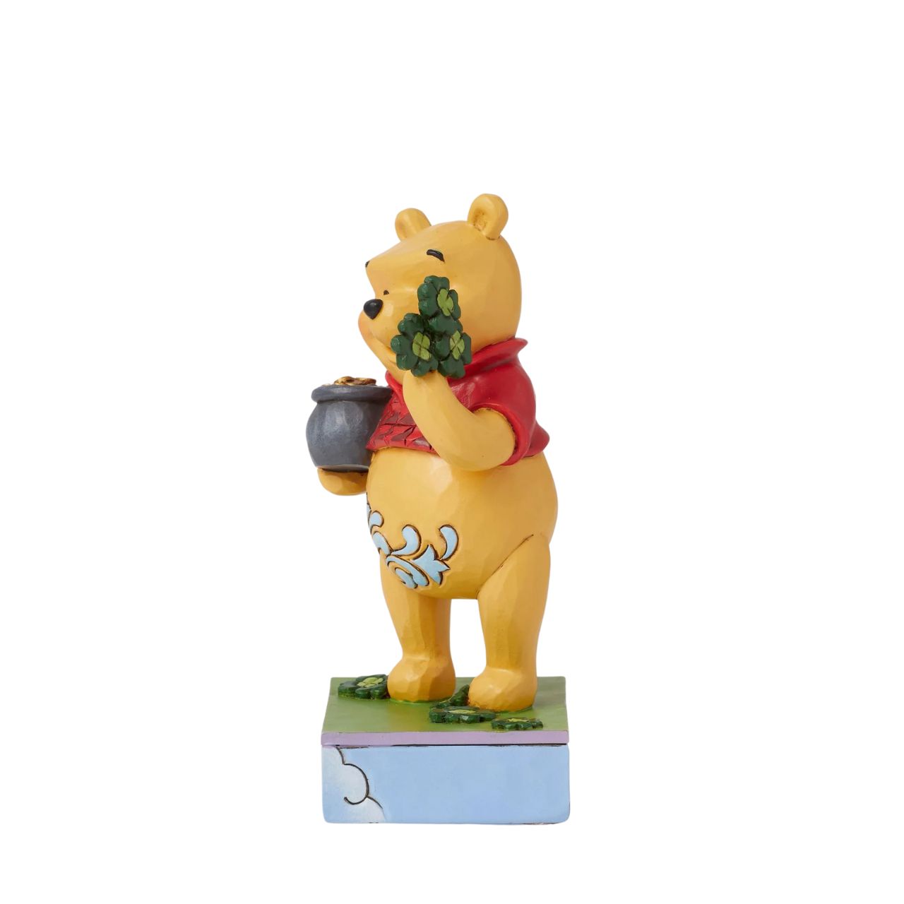 Disney's Winne the Pooh has an abundance of luck with his four-leaf clover. This cute piece if from the Disney Traditions collection by Jim Shore and is hand carved and painted before being packaged in a fully branded gift box.