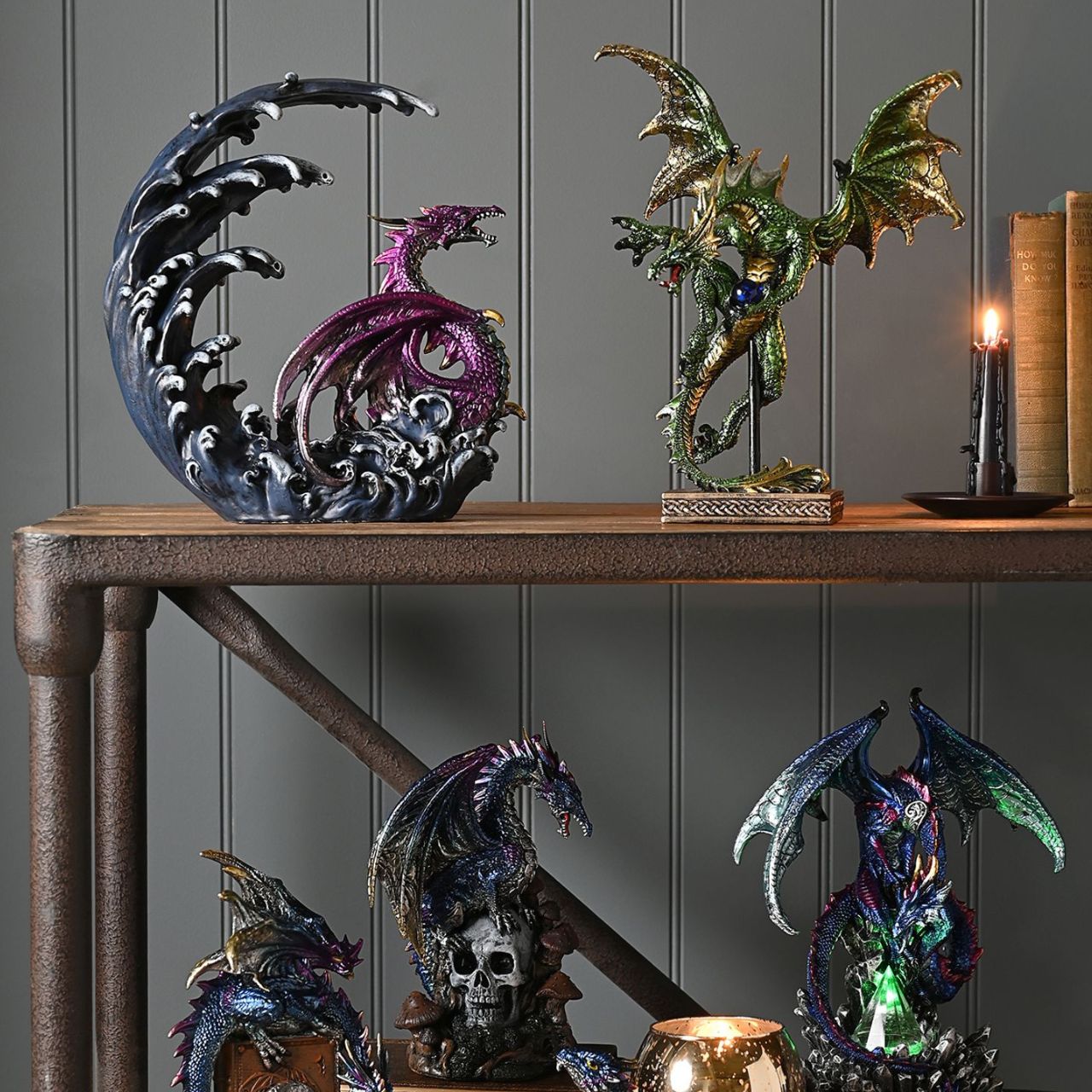 A Green Dragon in Mid-Flight Clutching a Ball, from the Mystic Legends Collection by Juliana Collection.