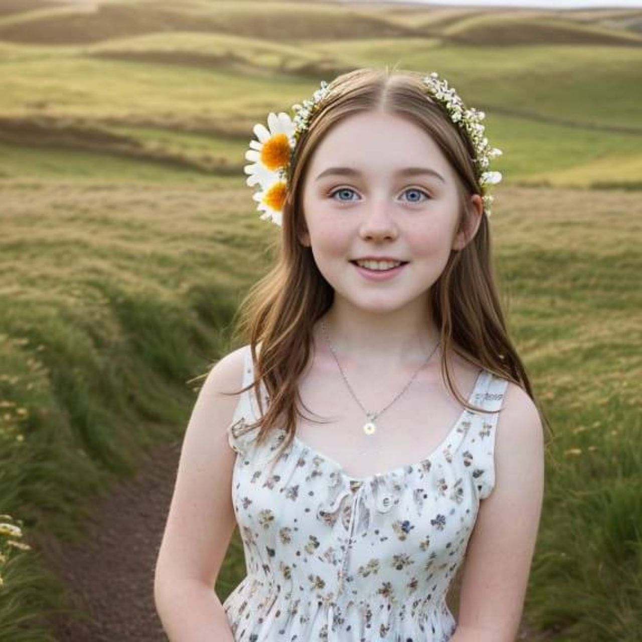 Enamelled sterling silver kids necklace with our sparkly white daisy design on a 16 inch chain.
