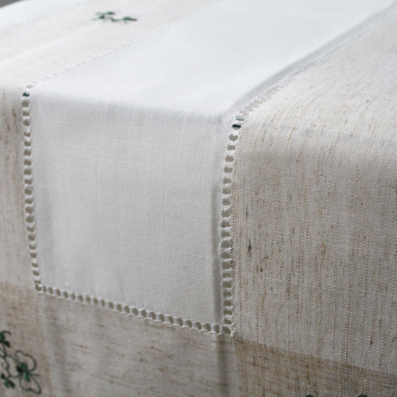 Kinsale Shamrock Table Runner 14" x 72" by Samuel Lamont Lets bring the luck of the Irish to the table! Our stunning embroidered Kinsale Shamrock range features a variety of elegantly designed table textiles to sure bring a splash of green to your home.