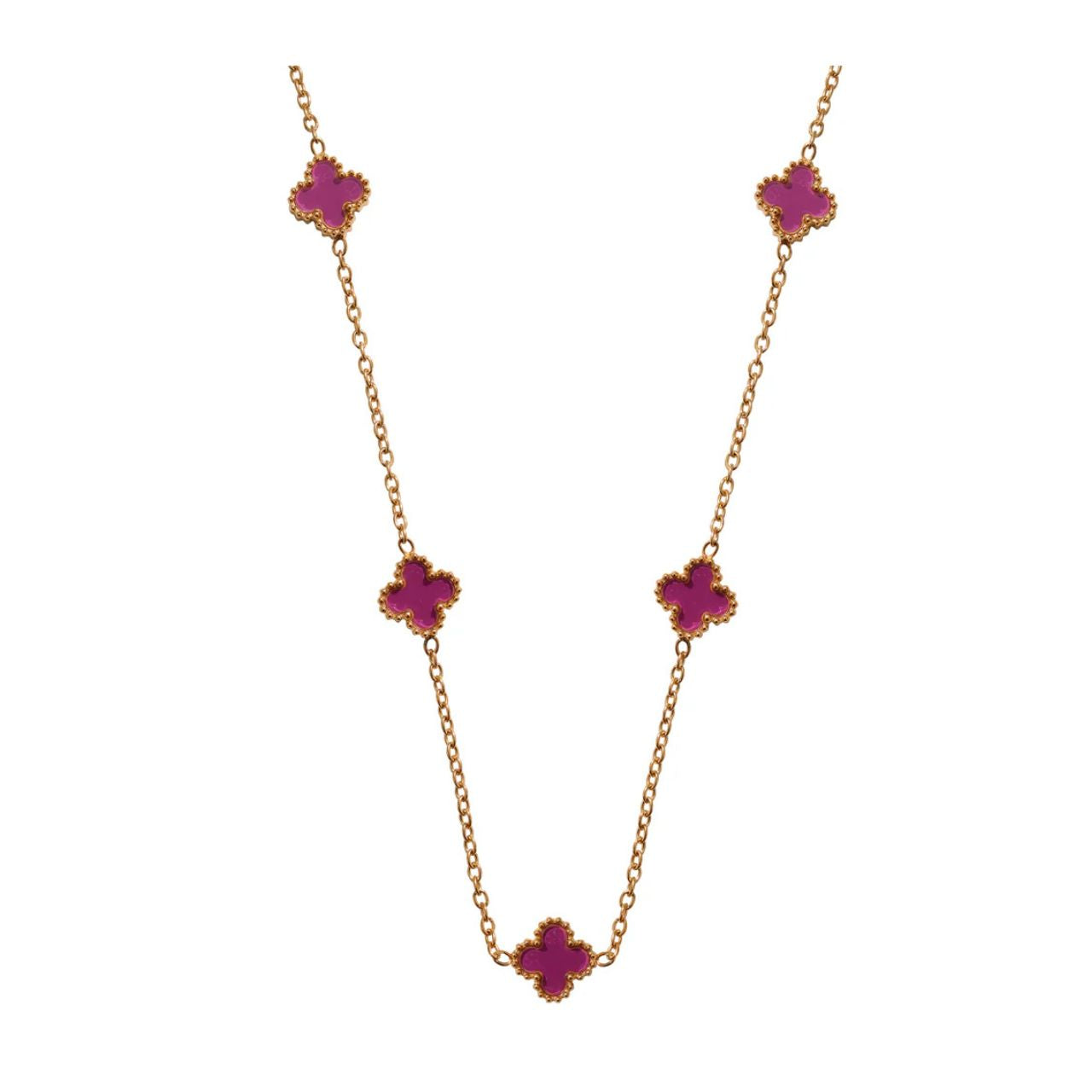 Pretty & delicate lavender clover necklace with lobster claw fastening.