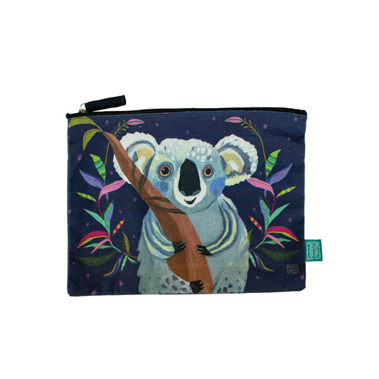 Michelle Allen Koala Zipped Pouch Medium  These beautiful zippered 100% Cotton pouches are perfect for pencils/pens, trinkets, charging cords, make up or pretty much anything you can possibly think of. Exclusively designed by Michelle Allen.