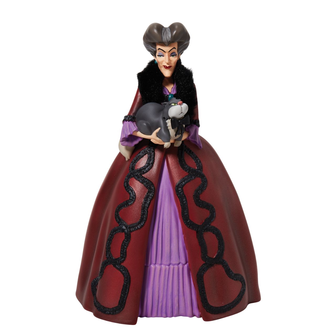 Disney Showcase Lady Tremaine Rococo Figurine Lady Tremaine Rococo Figurine. Cinderella's Step Mother is made from cast stone. Each piece is hand painted and slight colour variations are to be expected which makes each piece unique. Supplied in branded gift box.