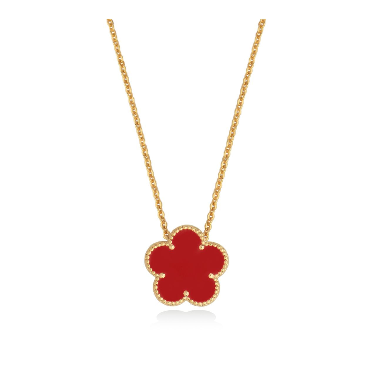 Introducing the Le Fleur Collection – a stunning assortment of jewellery that embodies elegance and charm. Each piece is plated in radiant yellow gold and showcases intricate designs, available in a range of captivating colours, from coal black and shamrock green to baby pink and deep red.
