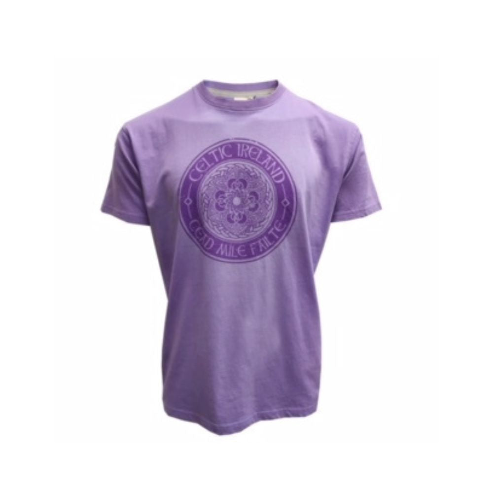 Lilac Celtic Ireland Seal T-Shirt Stylish and distinctly Celtic this ladies t-shirt is perfect for casual everyday wear. The lilac tee is adorned with Celtic designs.